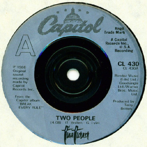 Tina Turner : Two People (7", Single)