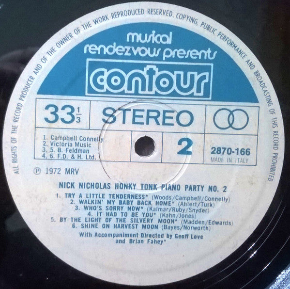 Nick Nicholas : Honky Tonk Piano Party No 2 (LP)