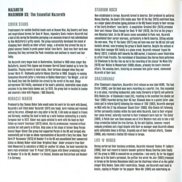 Nazareth (2) : Maximum XS (The Essential Nazareth) (2xCD, Comp, RE, O-c)