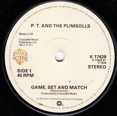 P. T. And The Plimsolls : Game, Set And Match (7", Single)
