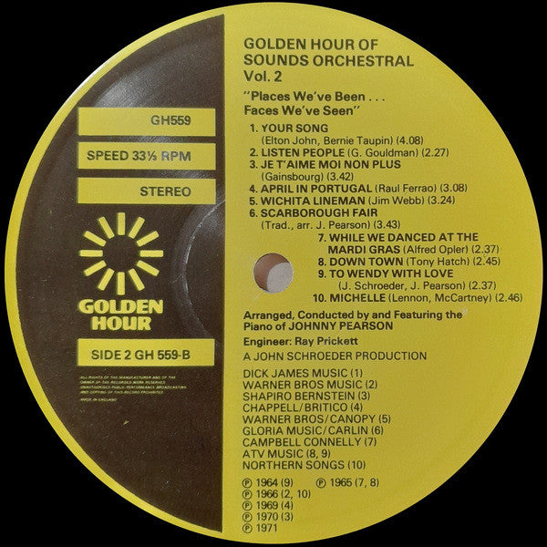 Sounds Orchestral : Golden Hour Of Sounds Orchestral – Vol. 2 'Places We've Been... Faces We've Seen' (LP, Comp)