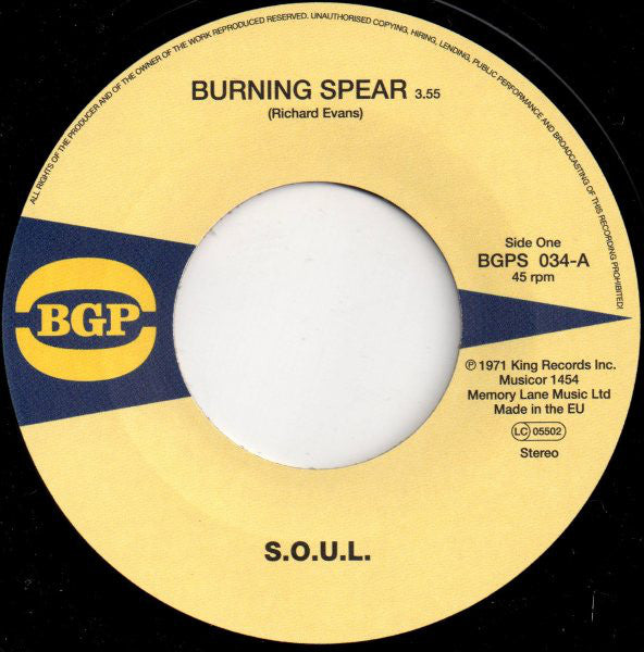 S.O.U.L. : Burning Spear  (7", Single)
