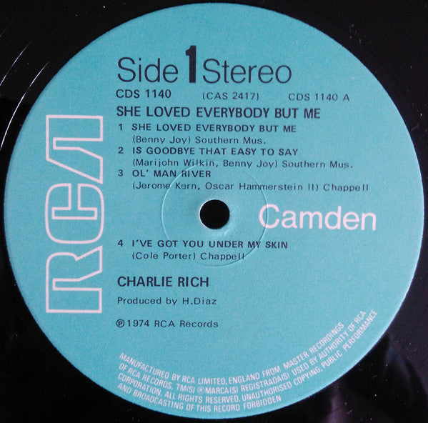 Charlie Rich : She Loved Everybody But Me (LP, Comp)