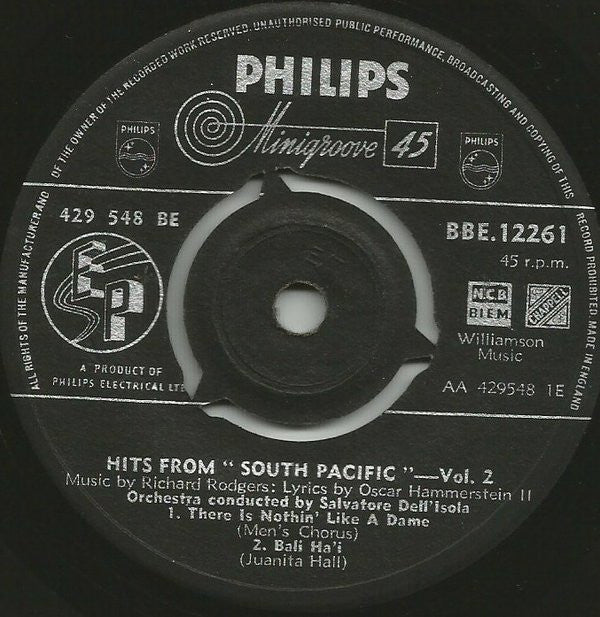 Various : Hits From "South Pacific" - Vol. 2 (7", EP)