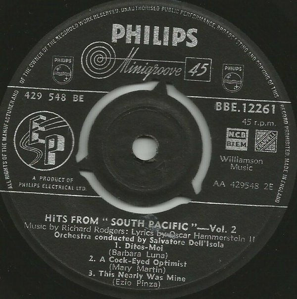 Various : Hits From "South Pacific" - Vol. 2 (7", EP)