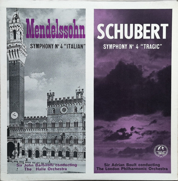 Mendelssohn* / Schubert* : Symphony No 4 "Italian" / Symphony No 4 "Tragic" (LP, Mono)