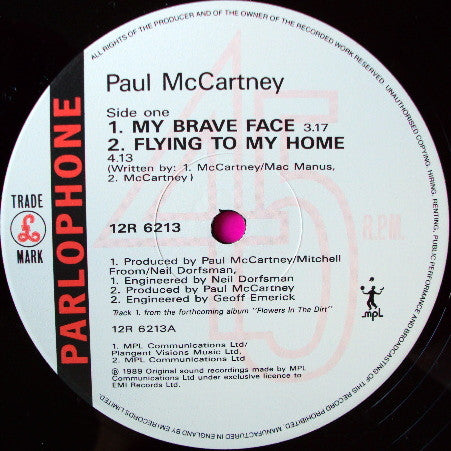 Paul McCartney : My Brave Face (12", Maxi)