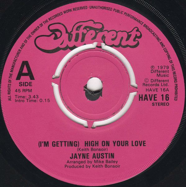 Jane Austin : (I'm Getting) High On Your Love (7", Single)