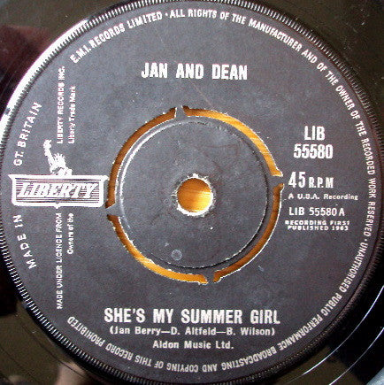 Jan & Dean : She's My Summer Girl (7", Single)