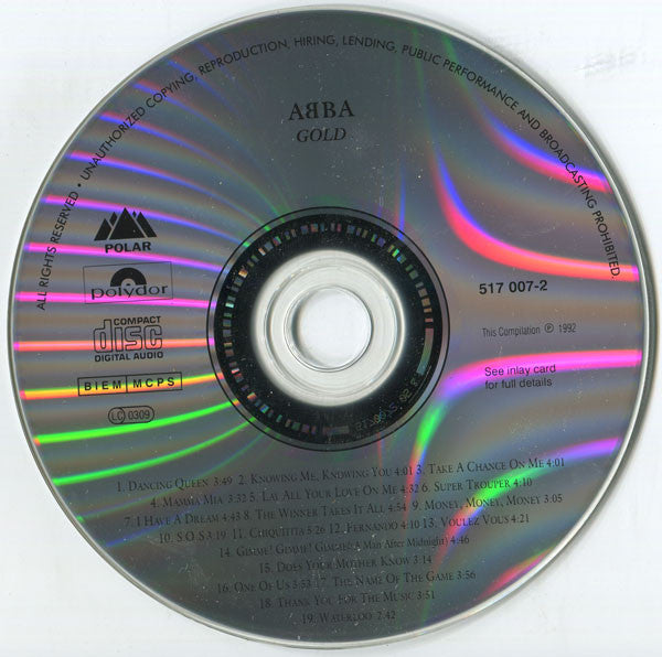 ABBA : Gold (Greatest Hits) (CD, Comp, RM, RP)