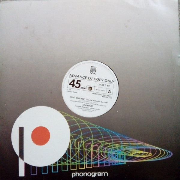 Shannon : Sweet Somebody (Special Extended Version) (12", Promo)