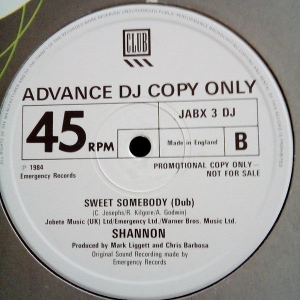 Shannon : Sweet Somebody (Special Extended Version) (12", Promo)