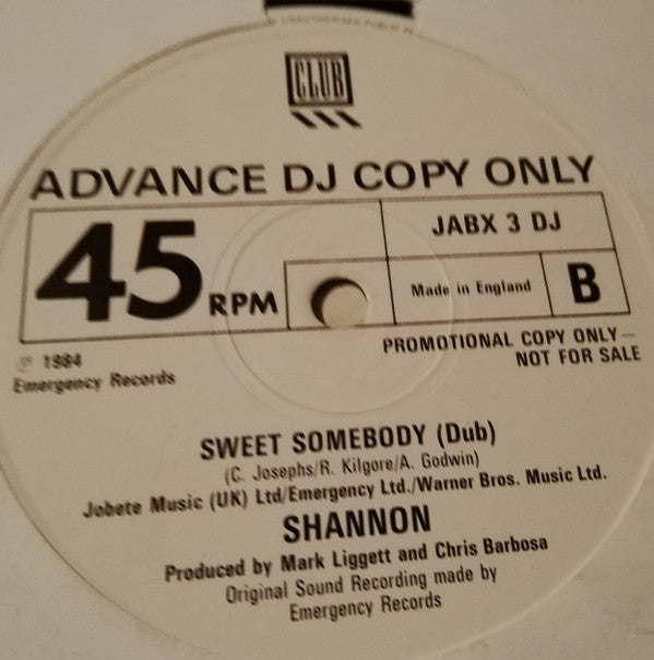 Shannon : Sweet Somebody (Special Extended Version) (12", Promo)
