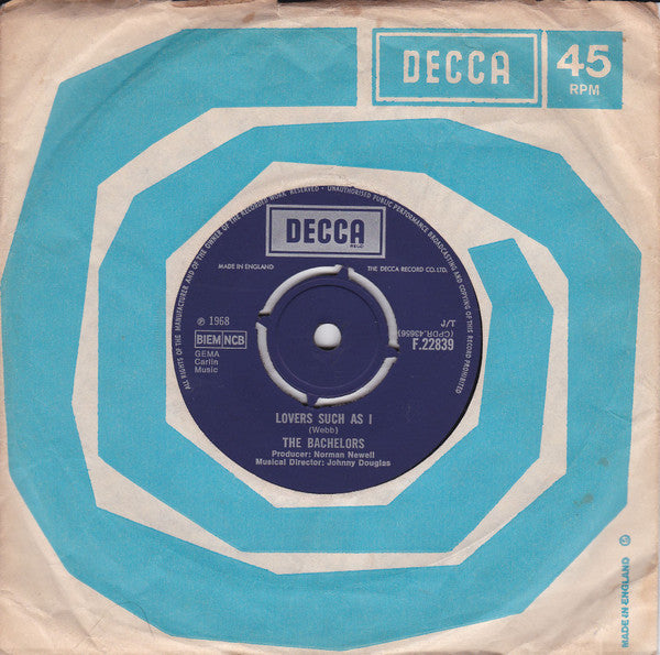 The Bachelors : Turn Around, Look At Me (7")