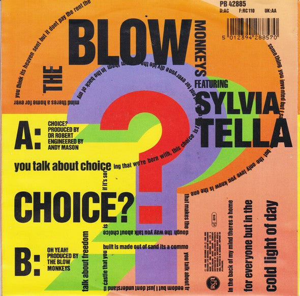 The Blow Monkeys Featuring Sylvia Tella : Choice? (7", Single)