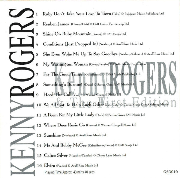 Kenny Rogers & The First Edition : Ruby Don't Take Your Love To Town (CD, Comp)