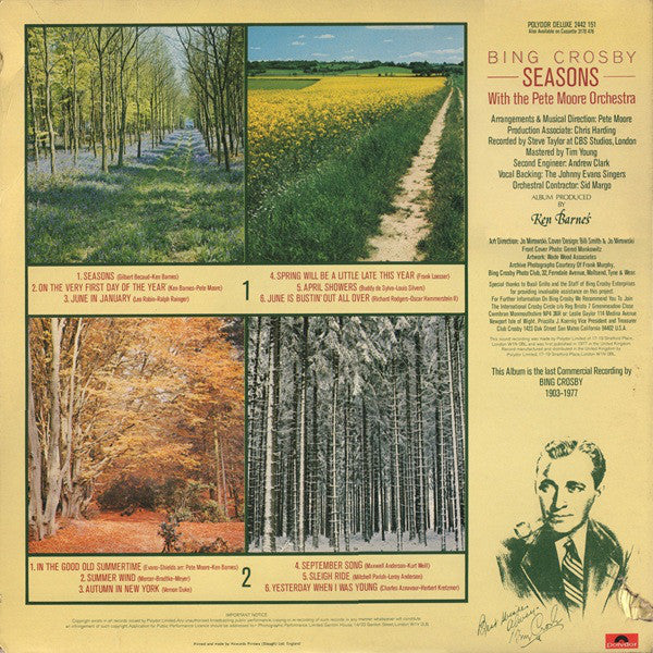 Bing Crosby : Seasons (LP, Album, Gat)