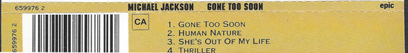 Michael Jackson : Gone Too Soon (CD, Single)