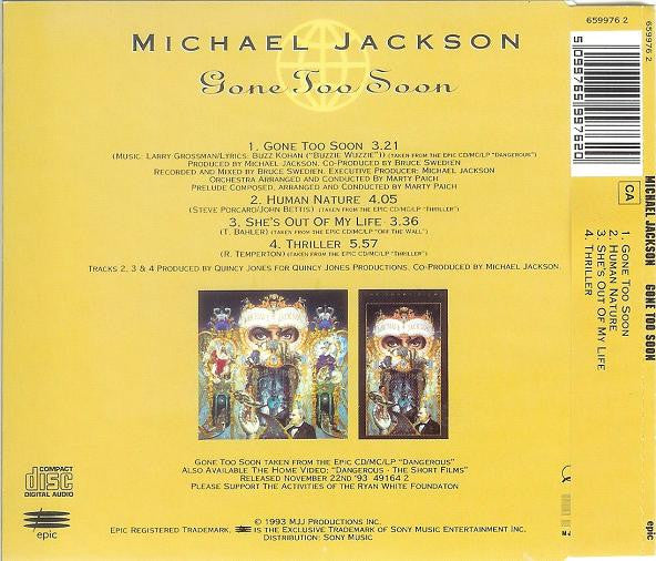 Michael Jackson : Gone Too Soon (CD, Single)
