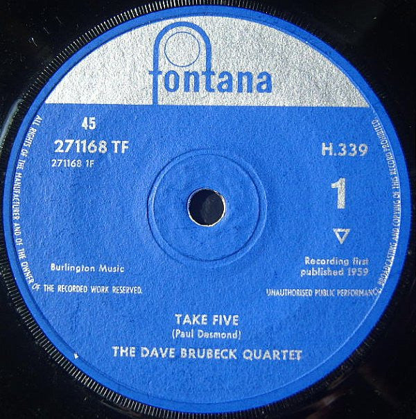 The Dave Brubeck Quartet : Take Five (7", Single, Mono, Sol)
