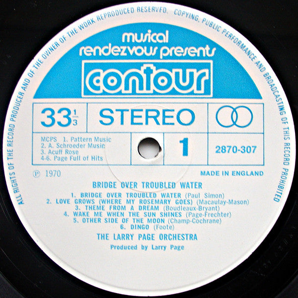 The Larry Page Orchestra* : Bridge Over Troubled Water (LP, RE)