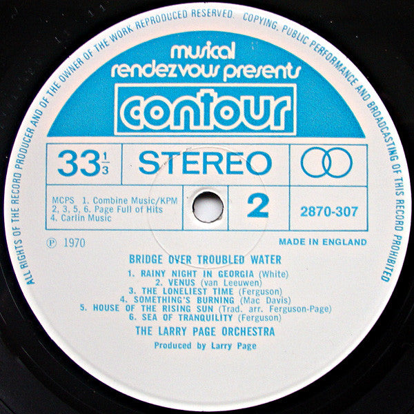 The Larry Page Orchestra* : Bridge Over Troubled Water (LP, RE)