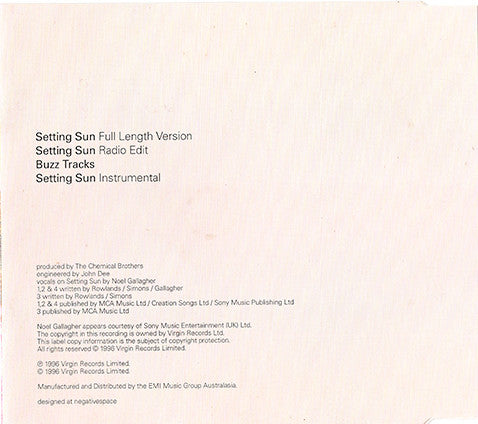 The Chemical Brothers : Setting Sun (CD, Single)