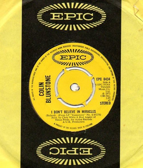 Colin Blunstone : I Don't Believe In Miracles (7", Single)