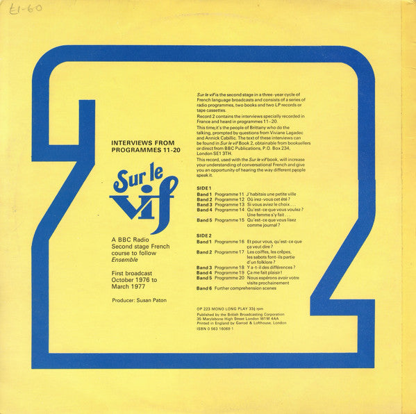 Unknown Artist : Sur Le Vif 2 (LP)