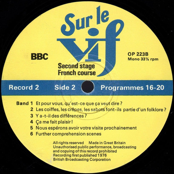 Unknown Artist : Sur Le Vif 2 (LP)