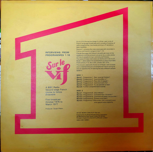 No Artist : Sur Le Vif 1 (LP)