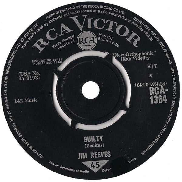 Jim Reeves : Little Ole You (7", Single)