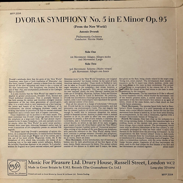 Antonín Dvořák : Symphony No. 5 In E Minor, Op. 95 ("From The New World") (LP)