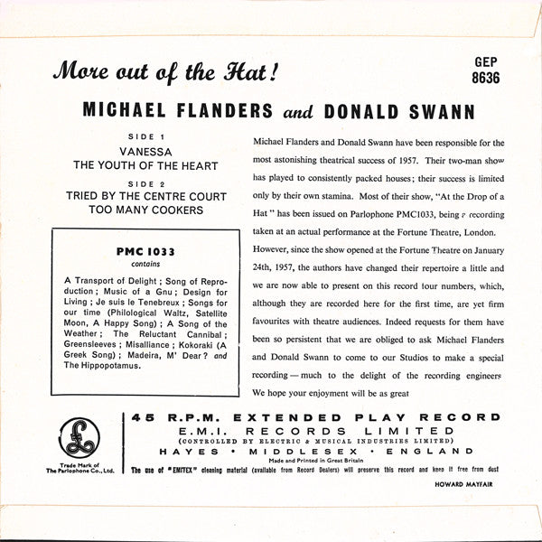 Flanders & Swann : More Out Of The Hat! (7", EP, Mono)