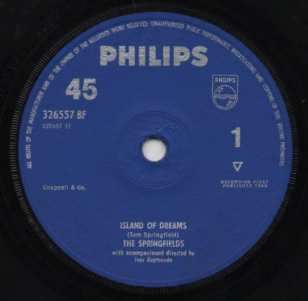 The Springfields : Island Of Dreams (7", Single, Mono, Sol)