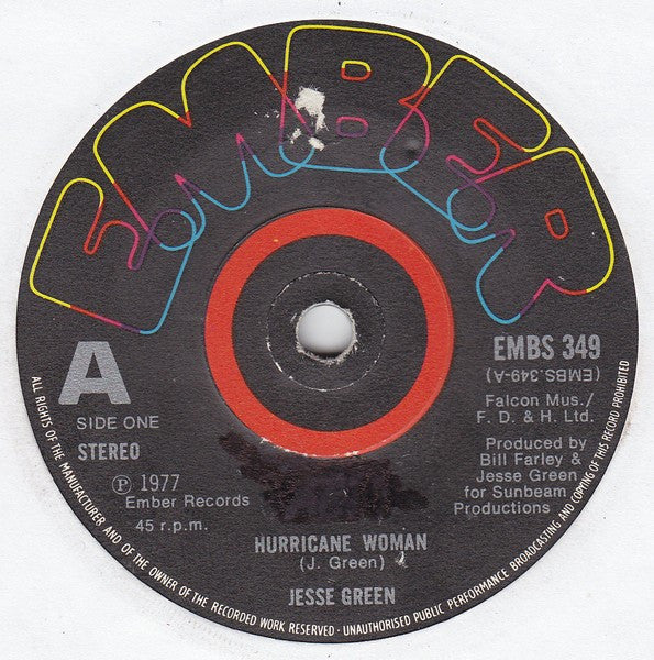 Jesse Green : Hurricane Woman (7", Single)