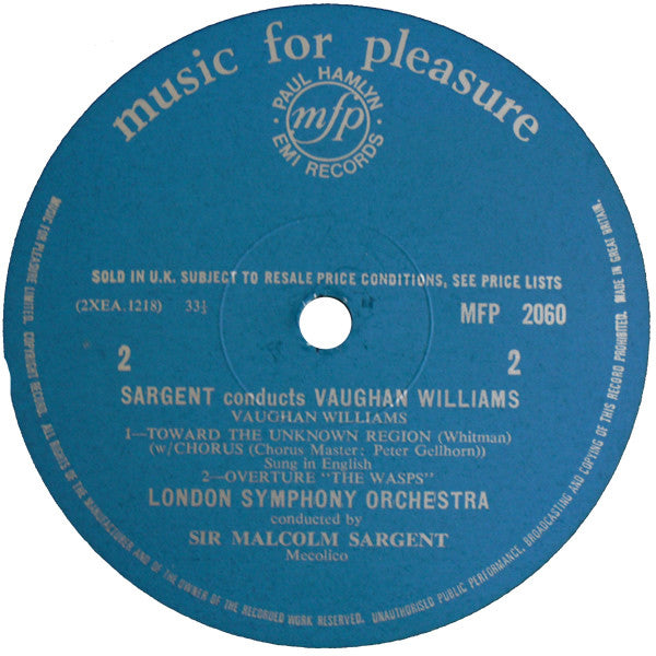 Sir Malcolm Sargent Conducts Ralph Vaughan Williams : Sir Malcolm Sargent Conducts Vaughan Williams (LP, Mono)