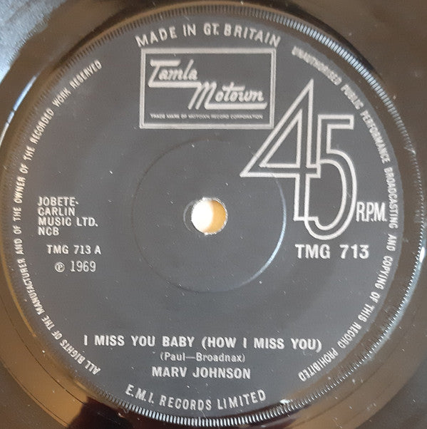 Marv Johnson : I Miss You Baby (How I Miss You)  (7", Single, Sol)