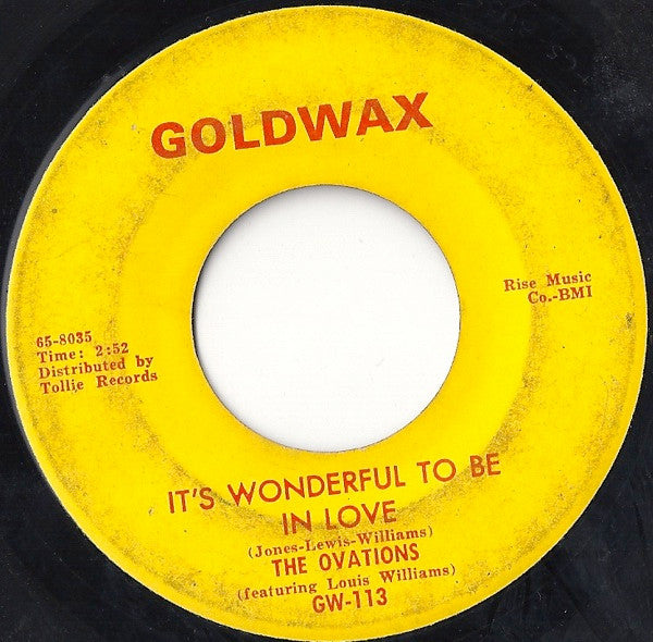 The Ovations : It's Wonderful To Be In Love / Dance Party (7")