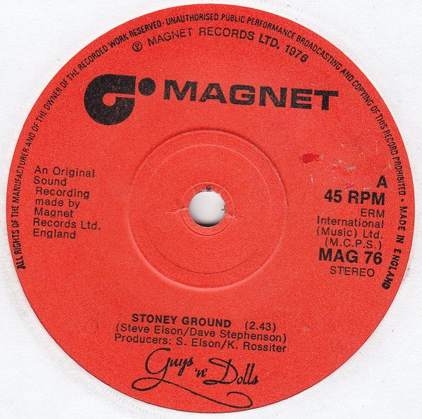 Guys 'n Dolls : Stoney Ground (7", Single)