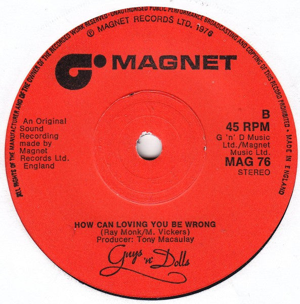 Guys 'n Dolls : Stoney Ground (7", Single)