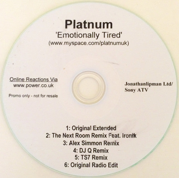 Platnum (3) : Emotionally Tired (CDr, Single, Promo)