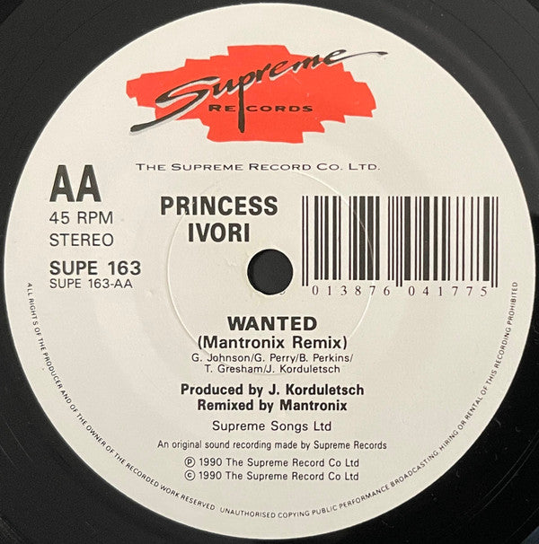 Princess Ivori : Wanted (7")