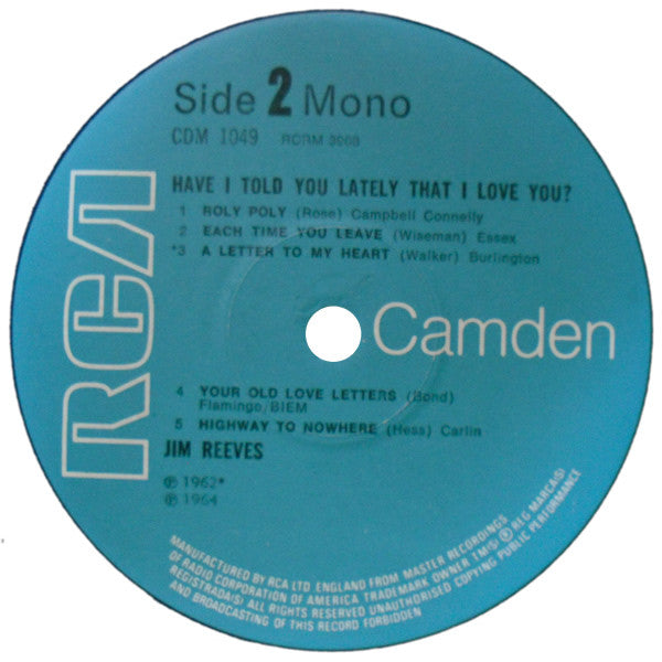 Jim Reeves : Have I Told You Lately That I Love You? (LP, Comp, Mono)