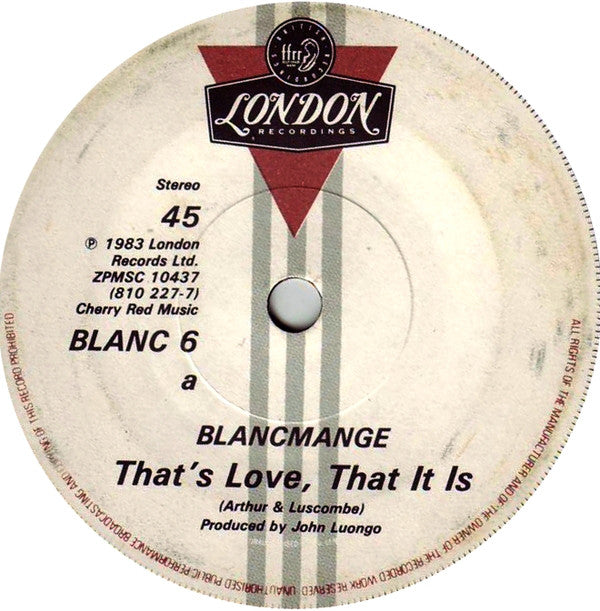 Blancmange : That's Love, That It Is (7", Single, Pap)