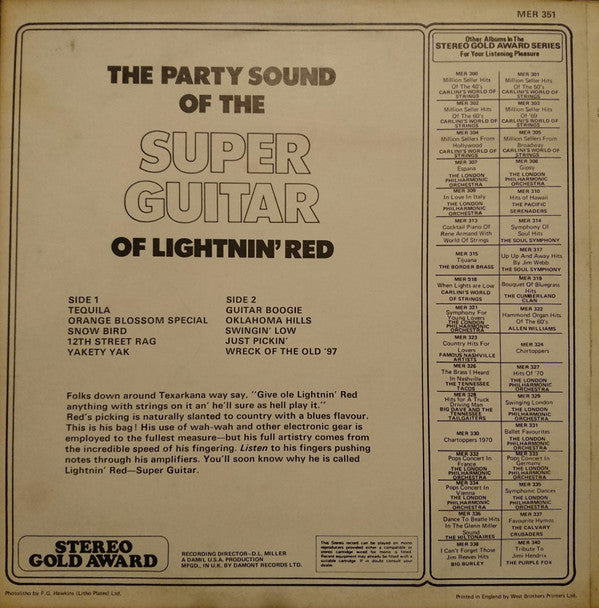 Lightnin' Red : The Super Guitar Of Lightnin' Red (LP, Album)