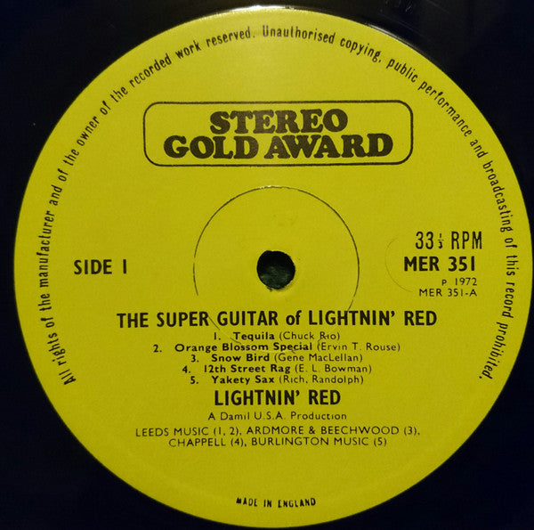 Lightnin' Red : The Super Guitar Of Lightnin' Red (LP, Album)