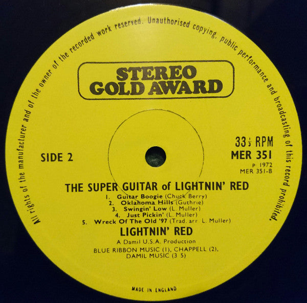 Lightnin' Red : The Super Guitar Of Lightnin' Red (LP, Album)