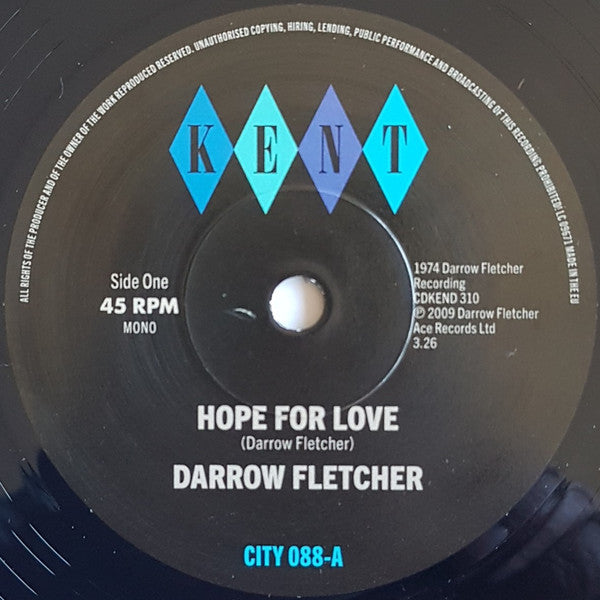 Darrow Fletcher : Hope For Love (7", Single)