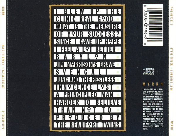 Steve Taylor (2) : I Predict 1990 (CD, Album, Gen)